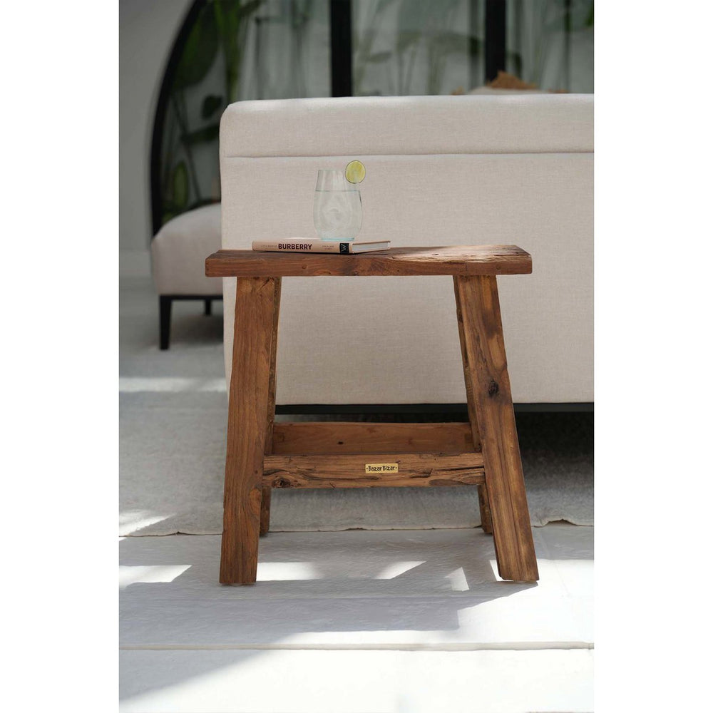Natural wooden rustic stool