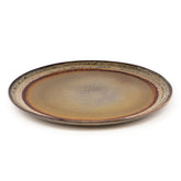 Multi-colored crackle glaze stoneware dinner plate