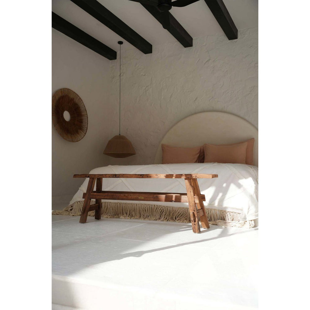 Natural teak wood rustic bench