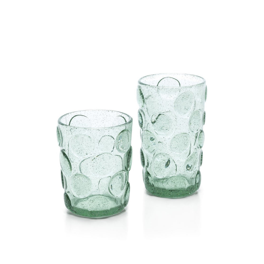Aqua frosted glass water glass with dotted texture
