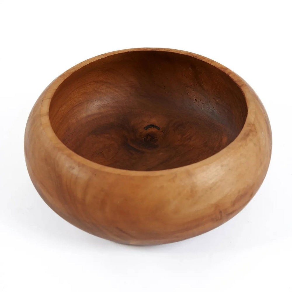 Brown teak wood fruit bowl