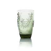 Green etched glass highball tumbler
