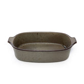 Green speckled stoneware oven tray
