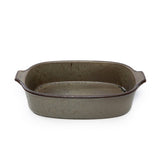 Green speckled stoneware oven tray