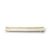 Beige long ceramic platter with white honey glaze