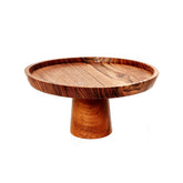 Brown teak wood cake dish
