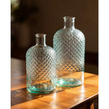 Blue textured glass bottle