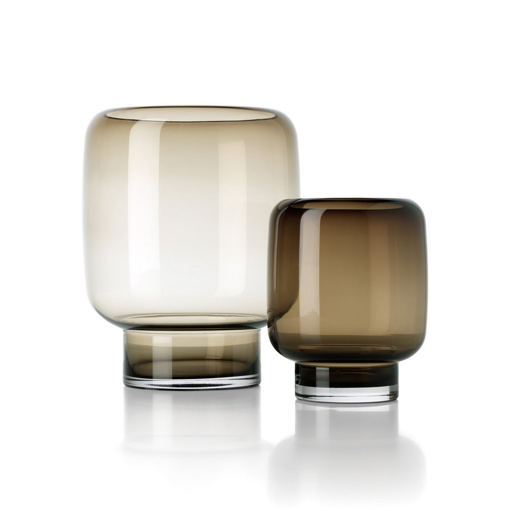 Brown glass cube vase