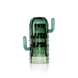 Green textured glass stacking cups and mugs set