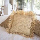 Raffia Dekokissen Gandi – Handgefertigtes Boho Sofakissen mit Füllung