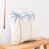 Anarka Embroidered Cotton Cushion Cover with Palm Tree Pattern