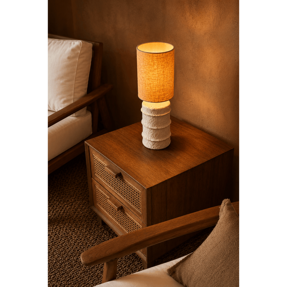 White papier-mâché table lamp