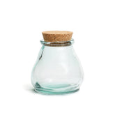Blue recycled glass pot with cork lid