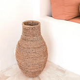 Brown woven banana fibre boho vase