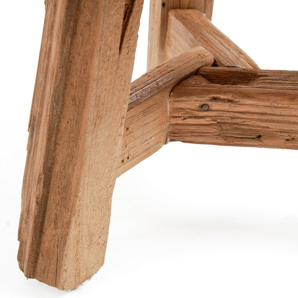 Natural reclaimed teak wood stool with three legs