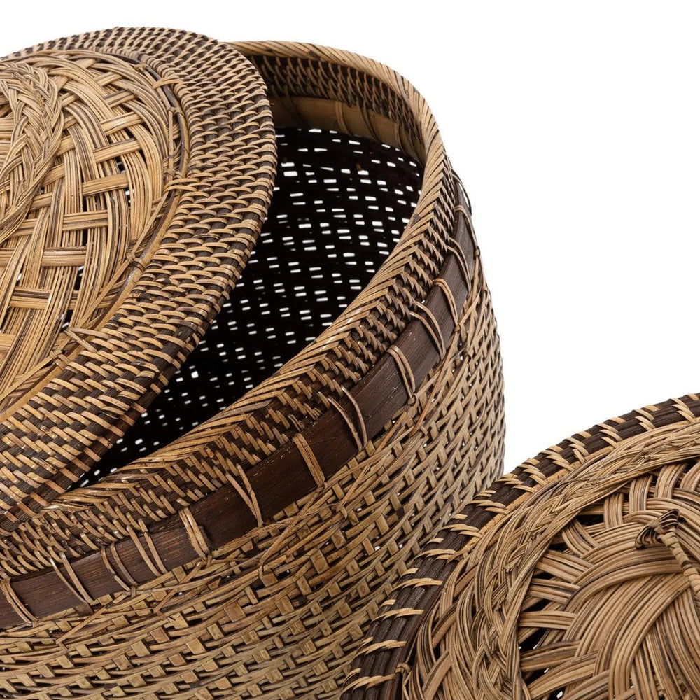 Natural brown woven rattan storage basket