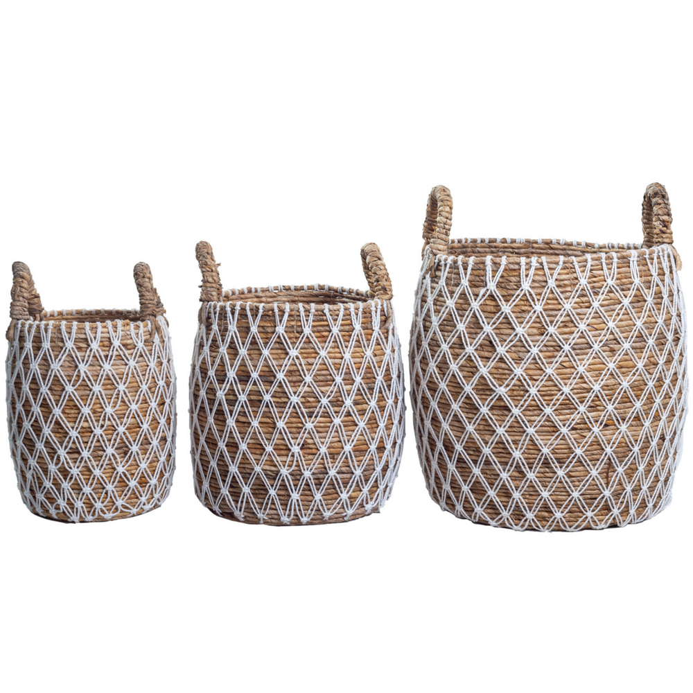 Brown woven banana fibre storage basket