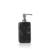 Black marble soap dispenser with brushed metal pump