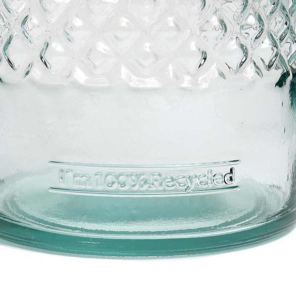 Blue textured glass bottle