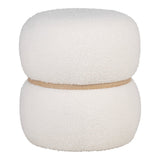 White teddy fabric pouf