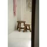 Natural reclaimed teak wood stool with three legs