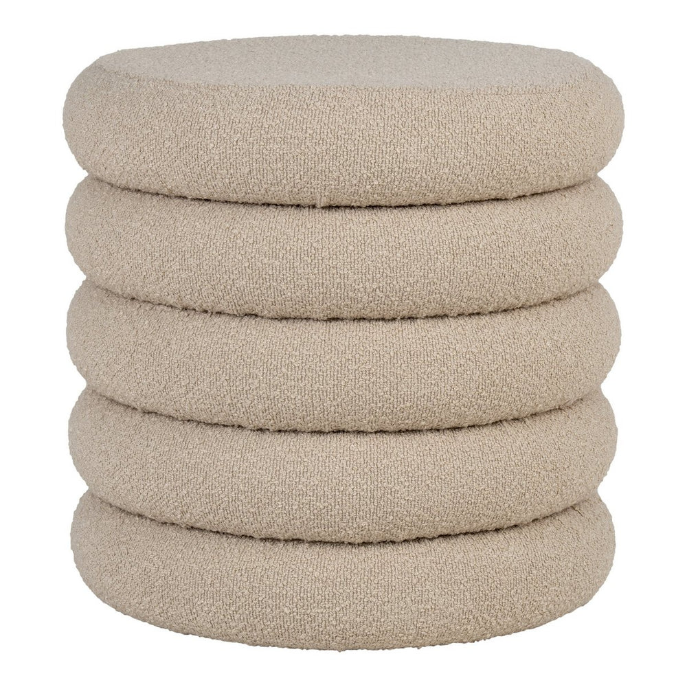 Beige Bouclé storage pouf