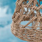 Beige seagrass woven lampshade with metal frame
