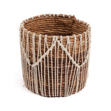 Natural white woven macrame basket