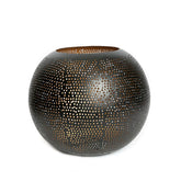 Black and gold pierced brass candle holder