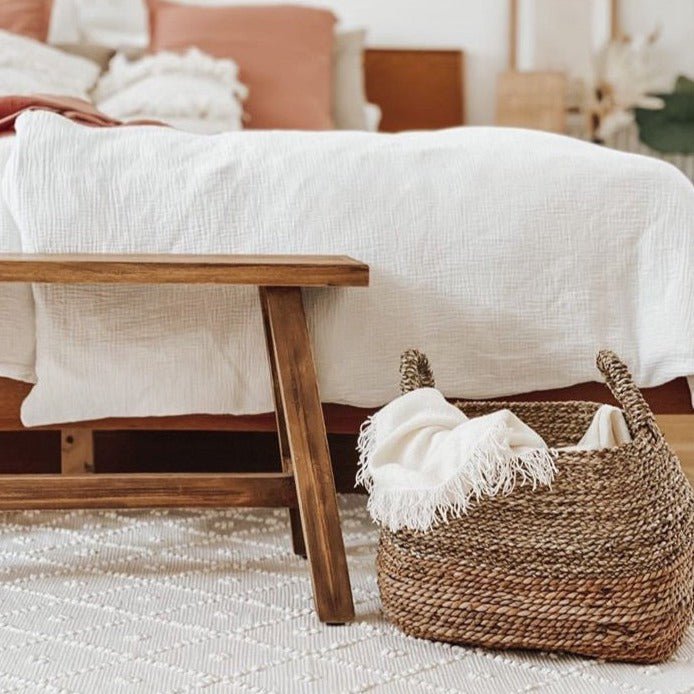 Natural woven storage basket made from banana fibre and seagrass