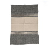 Natural black striped linen kitchen towel