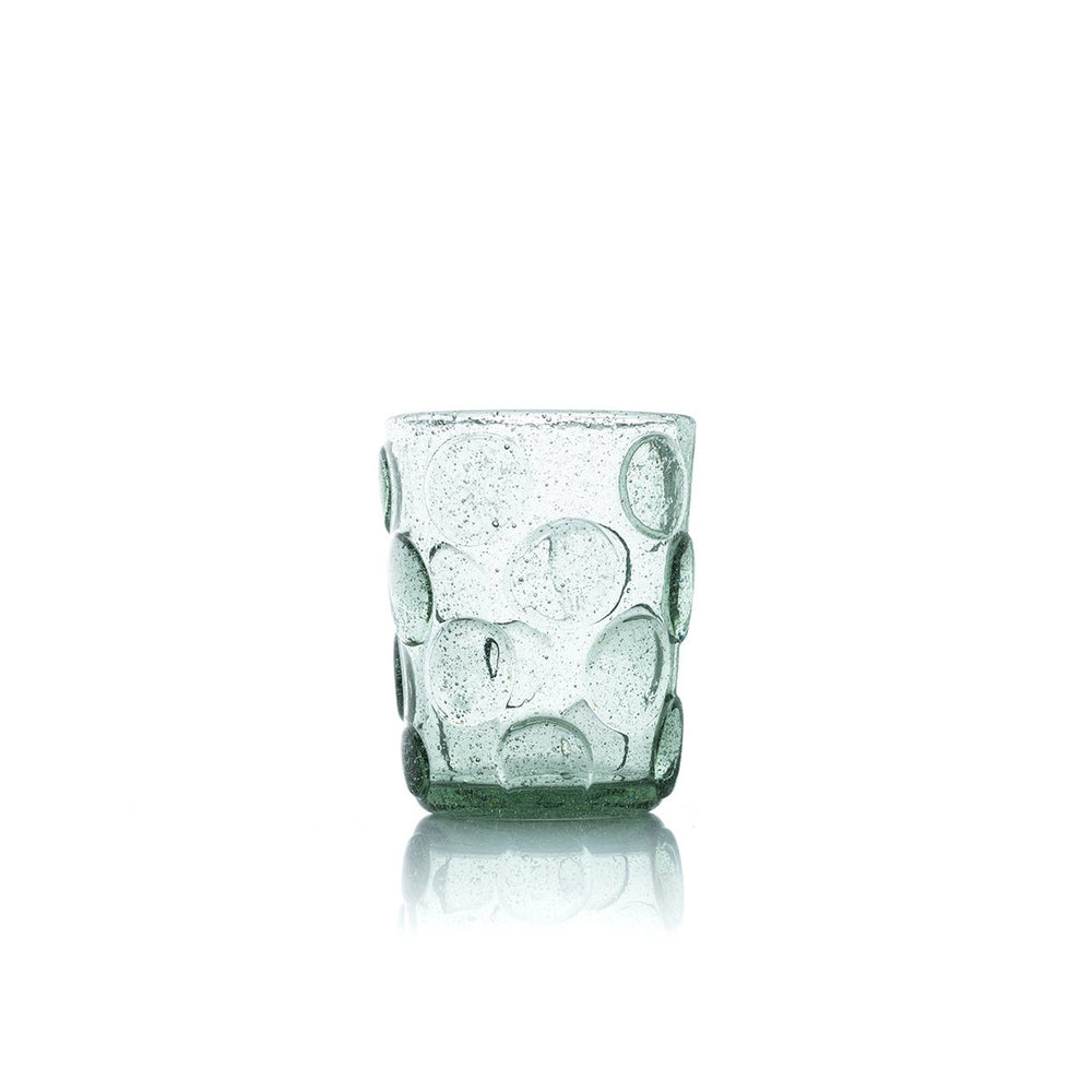 Aqua frosted glass water glass with dotted texture
