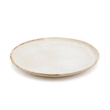 White stoneware salad plate with brown rim