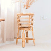 Natural rattan round plant stand