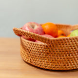 Brown woven rattan storage basket