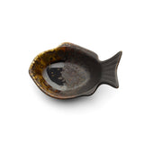 Brown ceramic fish shaped bowl
