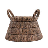 Brown woven banana leaf basket with handles