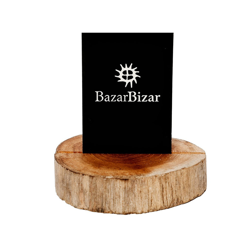 Natural teak root card holder