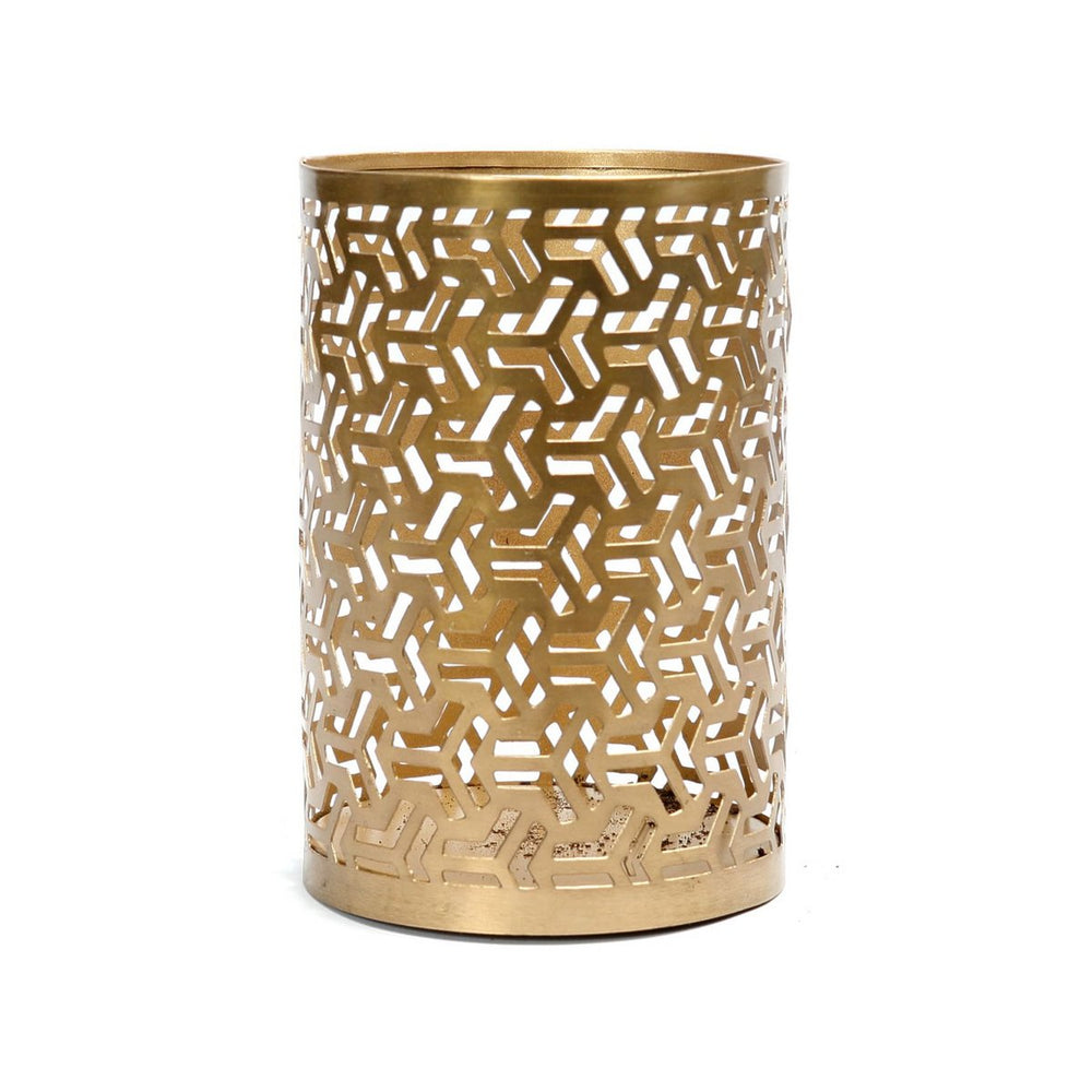 Gold brass zigzag candle holder