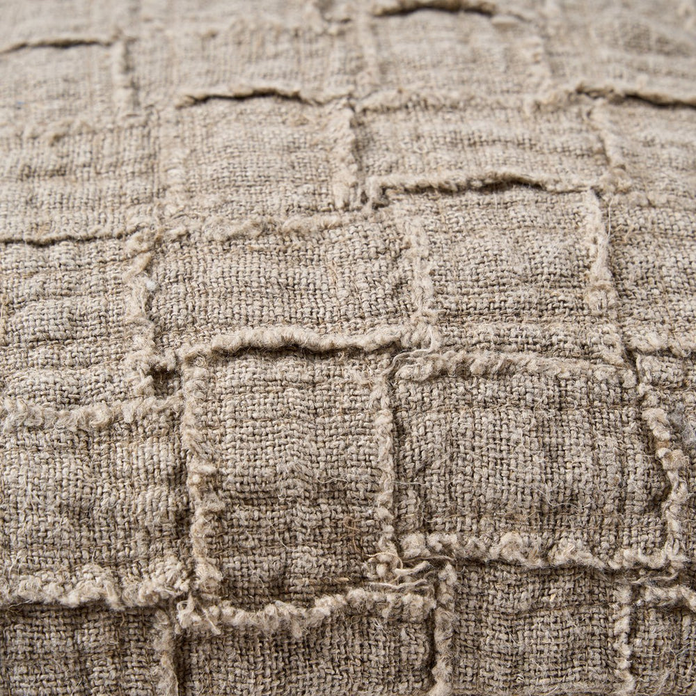 Natural woven linen cushion cover with damier pattern