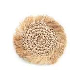 Natural raffia coaster with fringed edge