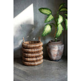 Beige woven seagrass basket with handles