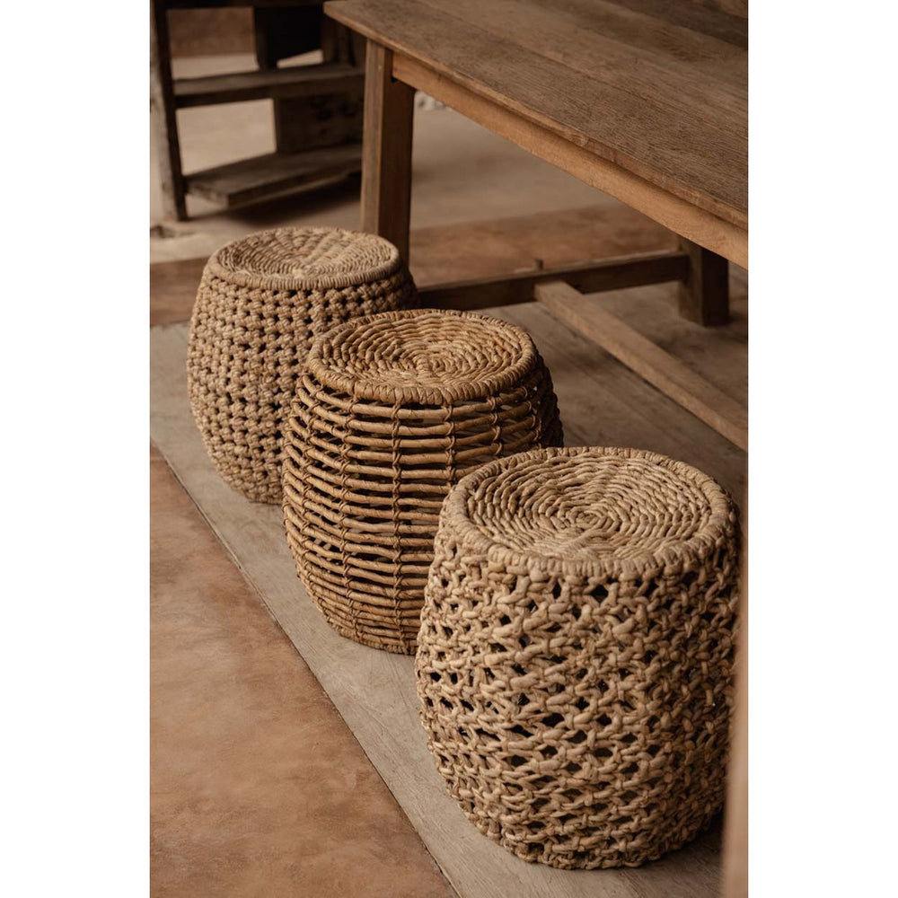 Brown woven banana leaf round stool