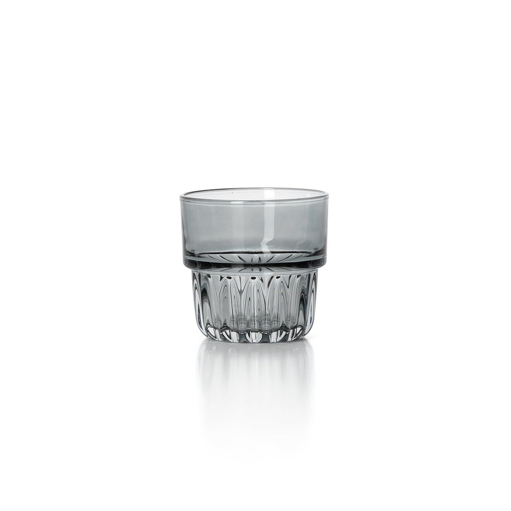 Smoky grey faceted glass tumbler