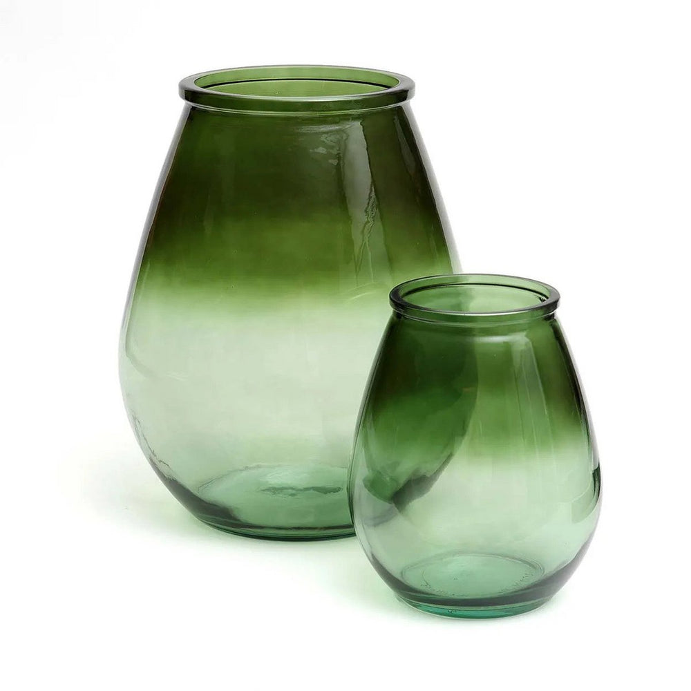 Green recycled glass vase