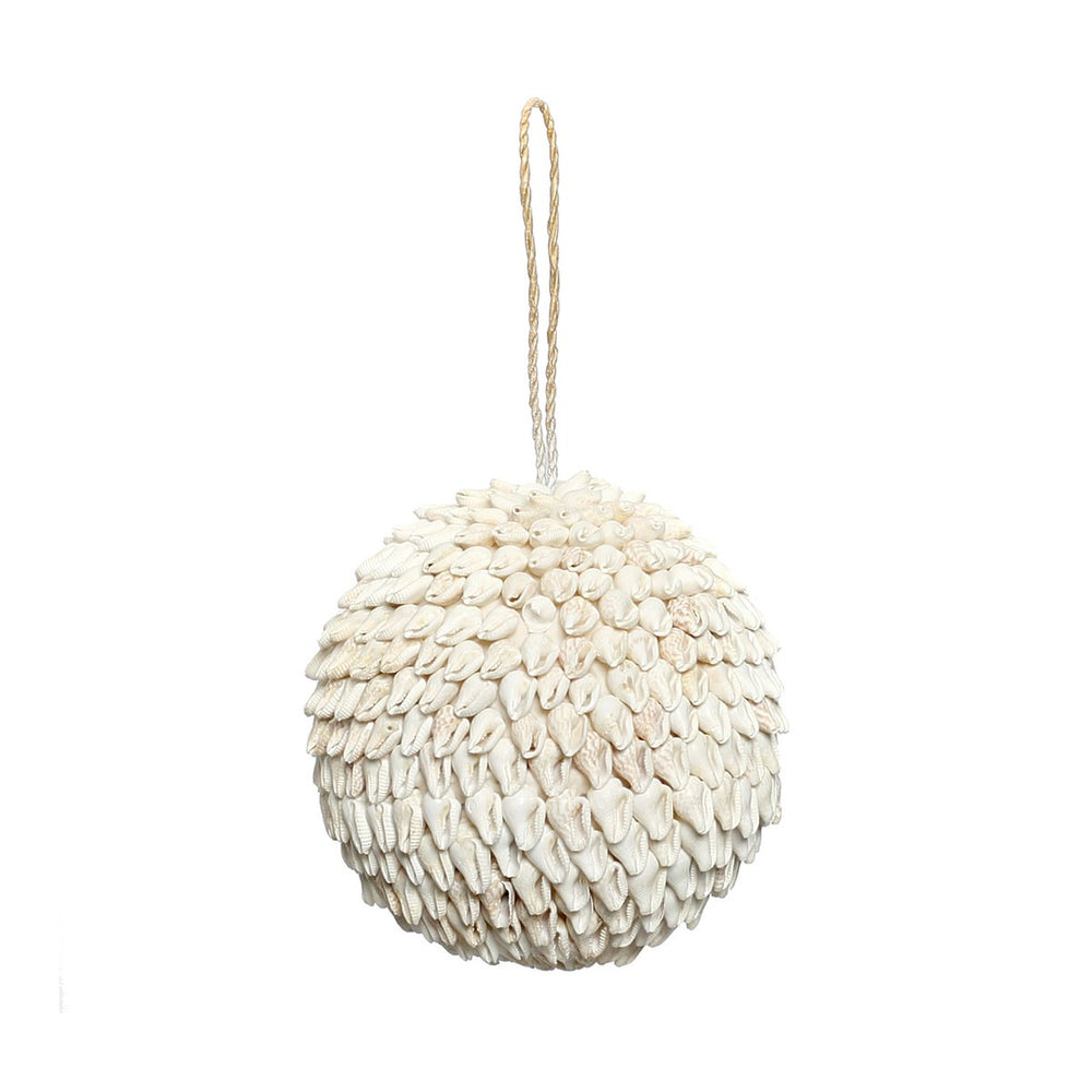 White shell bubble ball with hanging string on a white background