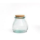 Blue recycled glass jar with cork lid