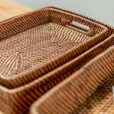 Rattan Serviertablett Amahai Braun – Handgefertigtes Dekotablett in 3 Größen
