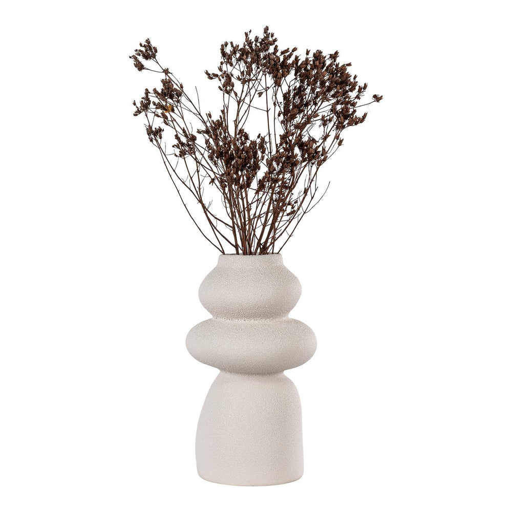 Beige stoneware sculptural vase