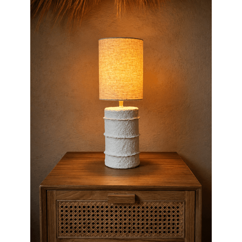 White papier-mâché table lamp